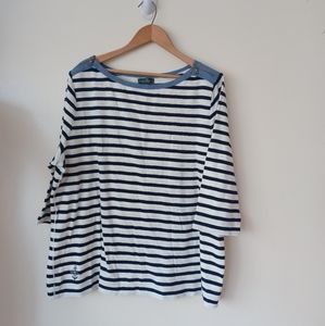 Lauren Jeans Co. LRL ,3X Stripe 3/4 Sleeves Top.